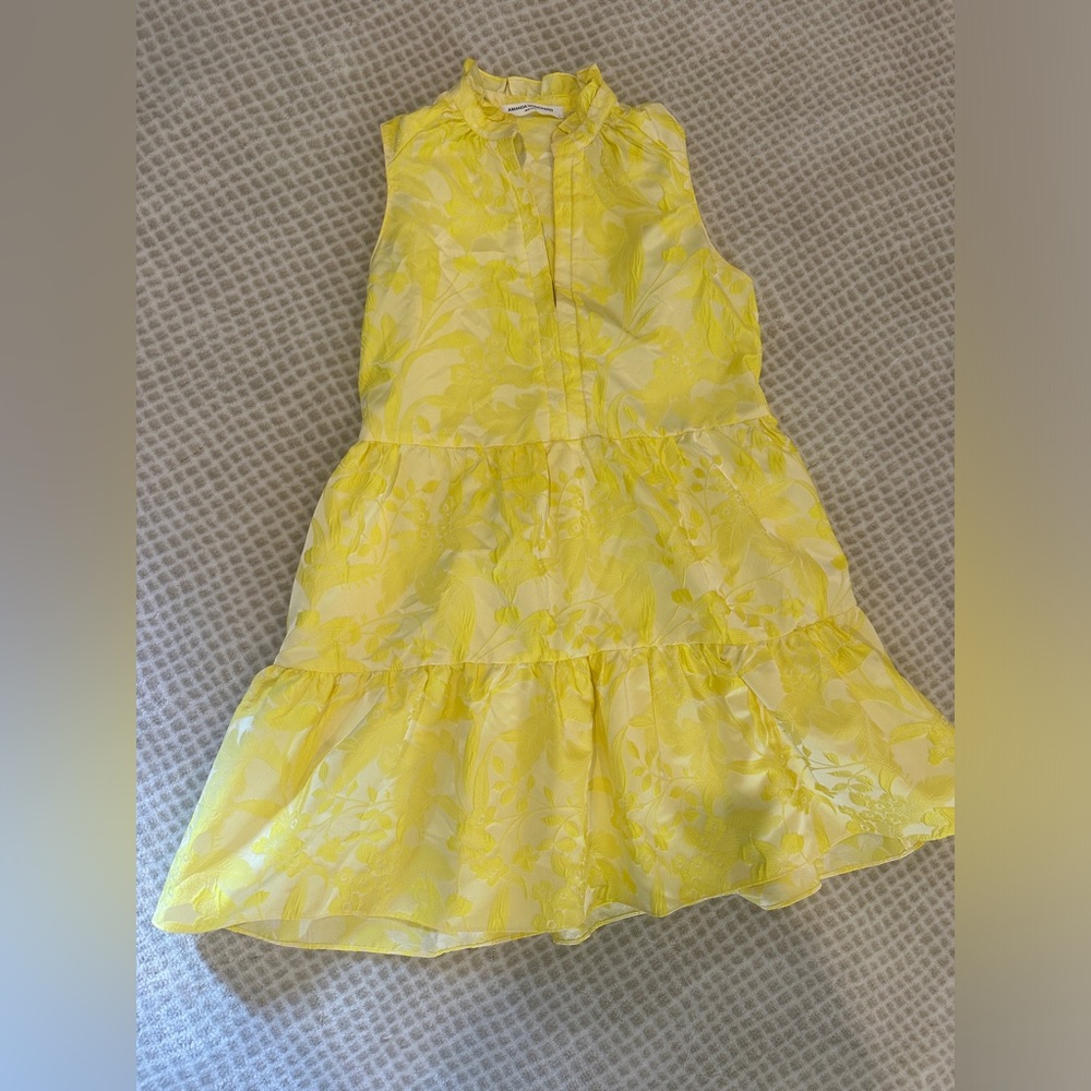 Amanda Uprichard Yellow Tiered Ruffled Sundress